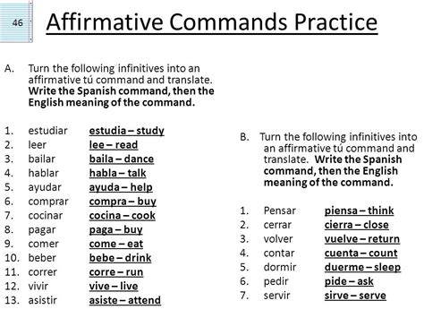 Gramática 1.2 Affirmative Informal Commands Negative ...
