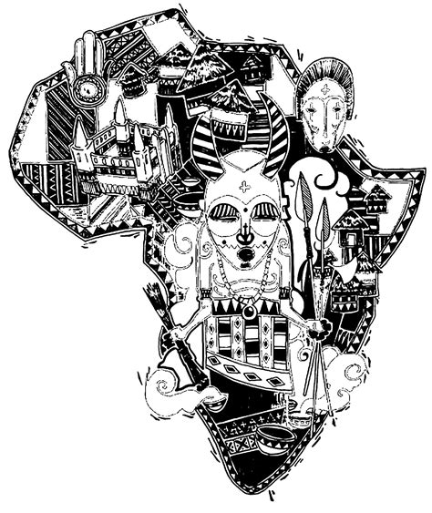 Gratis para colorear colorear adulto africa difícil mapa ...
