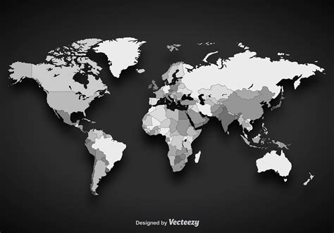Grayscale Vector Worldmap   Download Free Vector Art ...