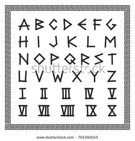 Greek Font Vector English Alphabet Ancient Stock Vector ...