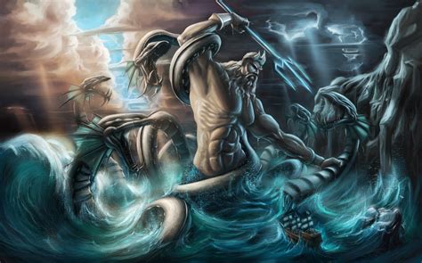 Greek God Drawings | Poseidon  Neptune  Greek God fighting ...
