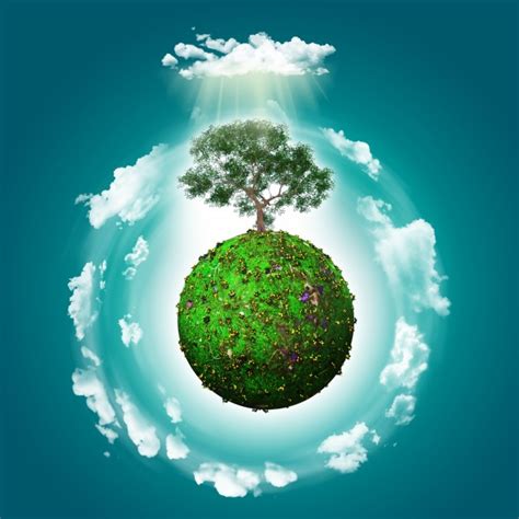 Green world with a tree background Photo | Free Download