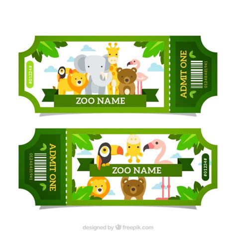 Green zoo tickets with animals Vector | Free Download