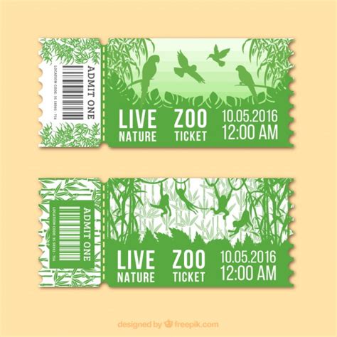 Green zoo tickets with birds and monkeys Vector | Free ...