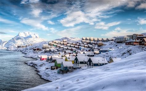 Groenlândia, Nuuk, Dinamarca, inverno, casas, neve, lindas ...