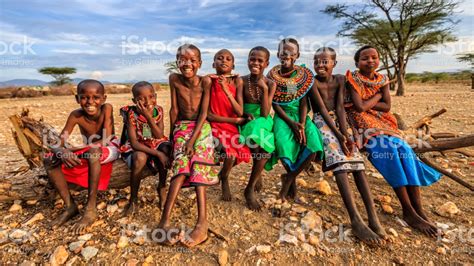 Group Of Happy African Children From Samburu Tribe Kenya ...