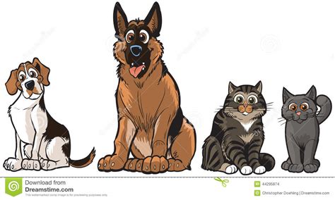 Group Of Vector Cartoon Dogs And Cats Stock Vector ...