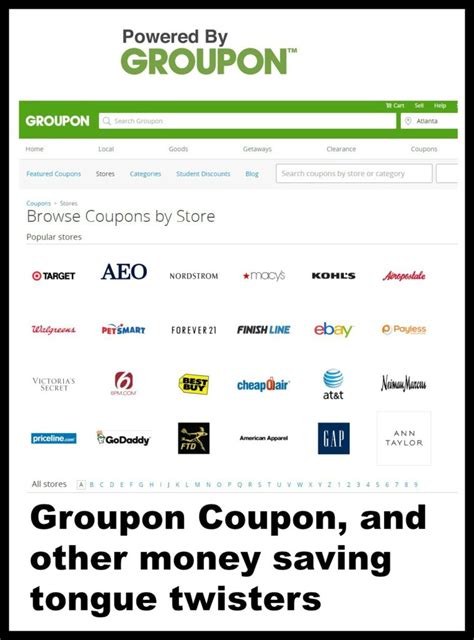 Groupon Coupon, and other money saving tongue twisters