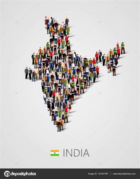 Grupo grande de personas en forma de mapa de la India ...