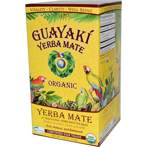 Guayaki, Organic Yerba Mate, 25 Tea Bags, 2.6 oz  75 g ...