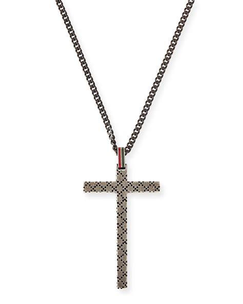 Gucci  diamantissima  Cross Necklace in Metallic for Men ...