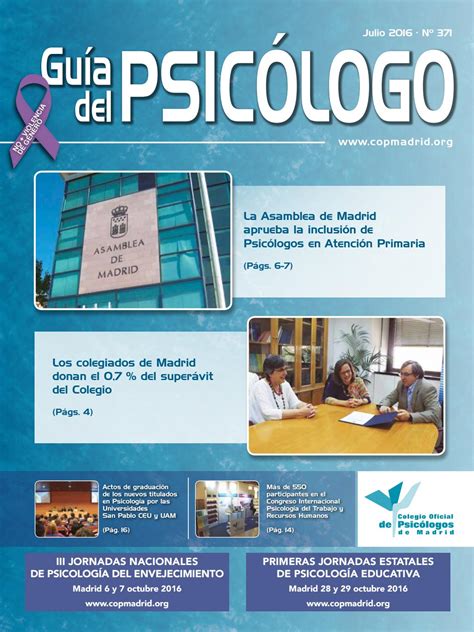 Guía del Psicólogo mes de Julio 2016 by Colegio Oficial de ...
