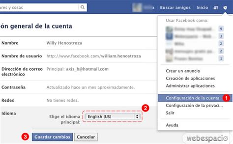 Guía para cambiar la configuración de idioma en Facebook