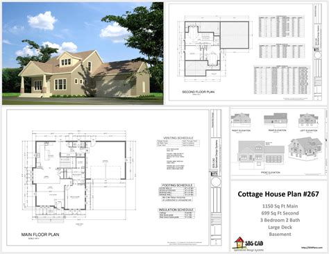 #h267 Cottage House Plans in AutoCAD DWG and PDF | SDS Plans