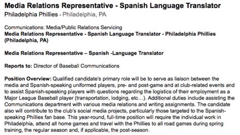 Habla Español? You Can Work for the Phillies as a ...