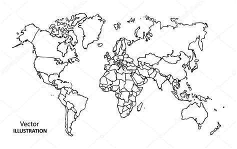Hand drawing World Map with countries — Stock Vector ...