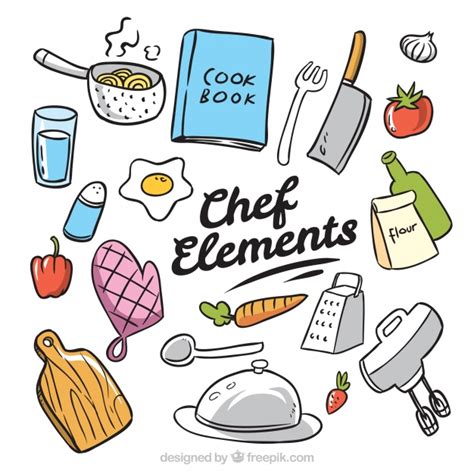 Hand drawn pack of chef elements Vector | Free Download