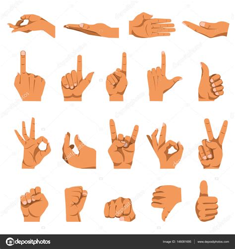 Hand gestures and finger different signs — Stock Vector ...