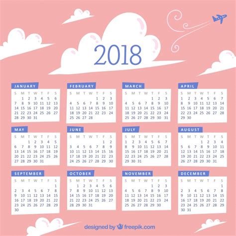 Hand getekende wolken 2018 kalender Vector | Gratis Download