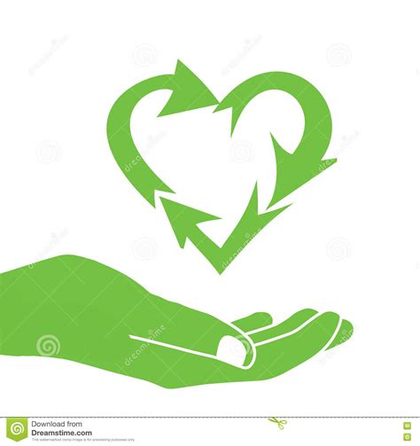Hand Green Heart Recycle Icon Logo Stock Vector   Image ...