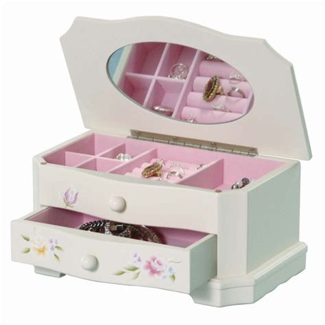 Handpainted White Wood Jewelry Box for Little Girls