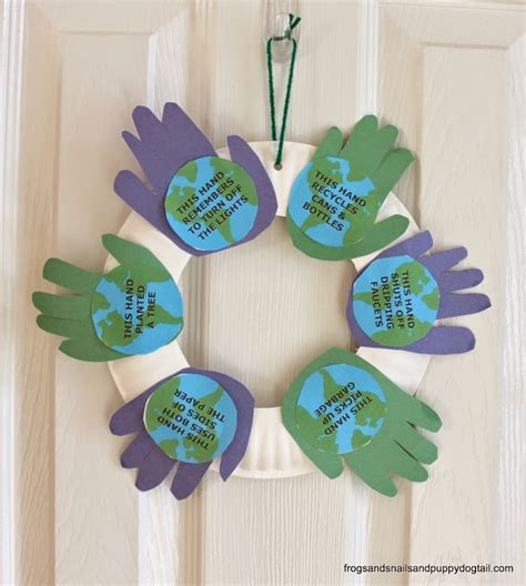 Handprint Wreath for Earth Day kid craft   FSPDT