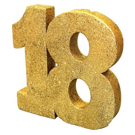 Happy 18 Birthday Gold Glitter Table Decoration | Partyrama