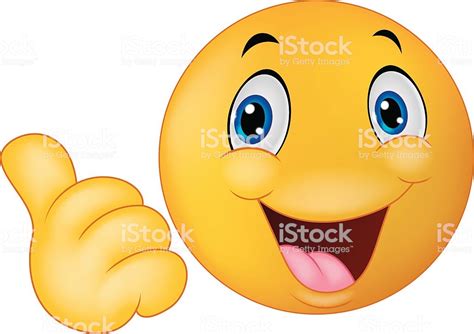 Happy Smiley Emoticon Comic Geben Daumen Hoch Stock Vektor ...