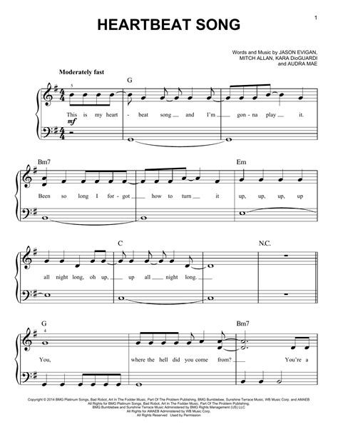 Heartbeat Song sheet music by Kelly Clarkson  Easy Piano ...