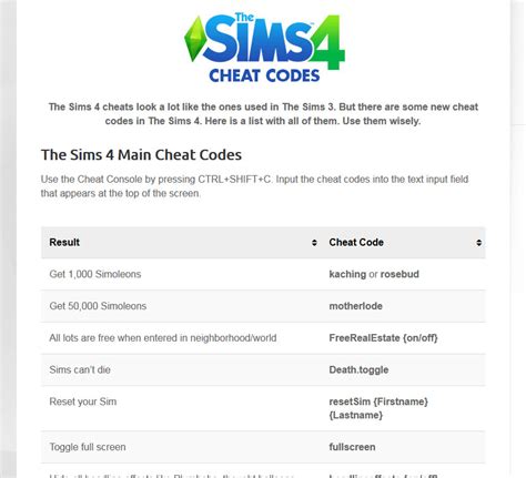 Help me to create the most user friendly Cheat Code list ...