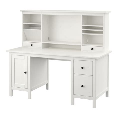 HEMNES Desk with add on unit White stain 155x137 cm   IKEA