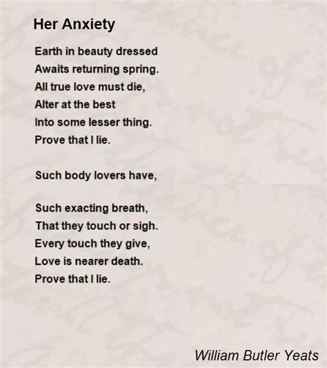 Her Anxiety Poem by William Butler Yeats   Poem Hunter