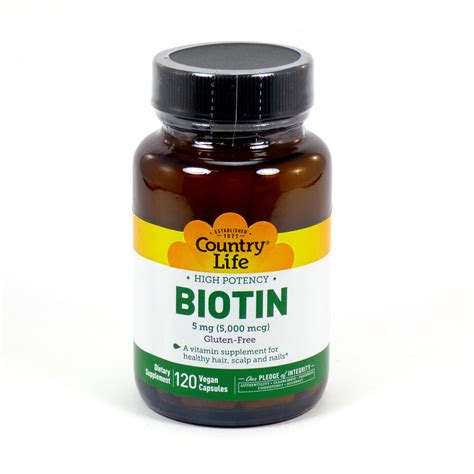 High Potancy Biotin 5 mg by Country Life   120 Capsules