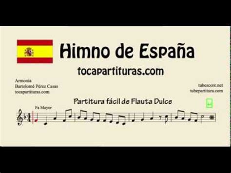 Himno de España Partitura Fácil de Flauta Dulce o de Pico ...