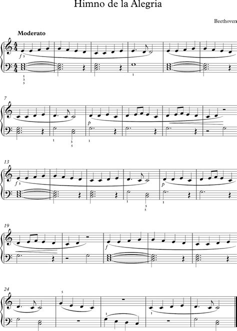 Himno de la Alegría. Partitura para Piano | piano ...