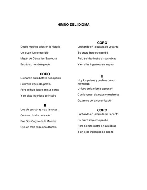 Himno del idioma Miguel de Cervantes Saavedra