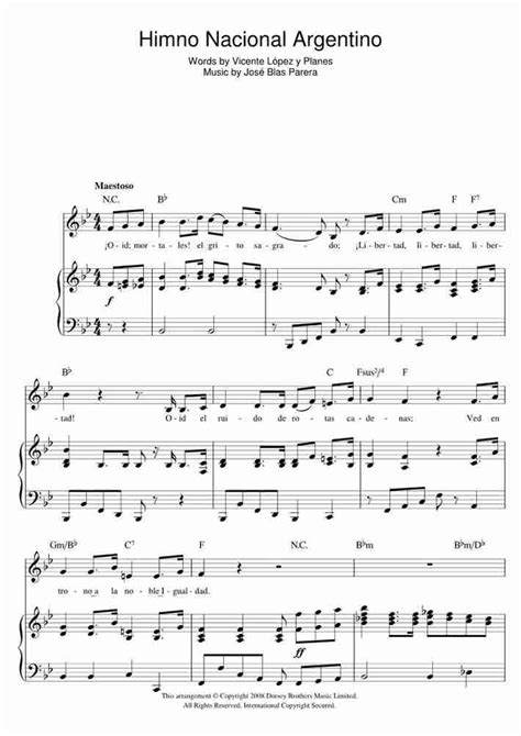 Himno Nacional Argentino Piano Sheet Music