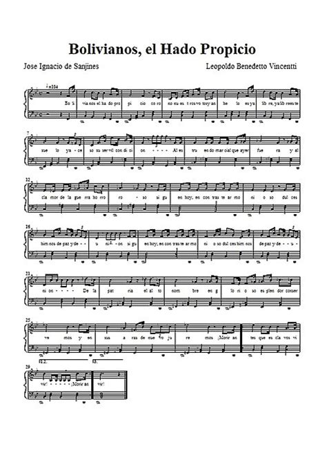 Himno Nacional de Bolivia Piano, Voz   Partituras ...