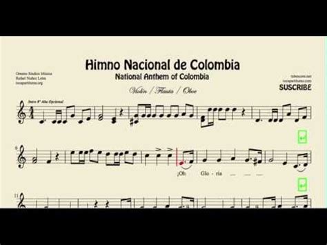 Himno Nacional de Colombia Partitura de Violín Flauta y ...