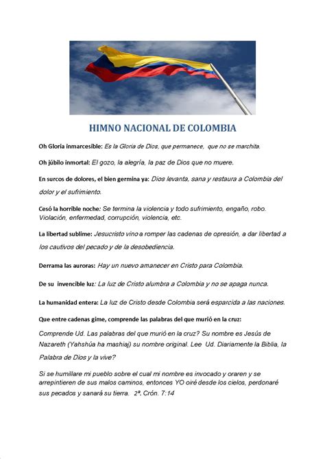 HIMNO NACIONAL DE COLOMBIA Y CANCIÓN: Y MI COLOMBIA ES DE ...