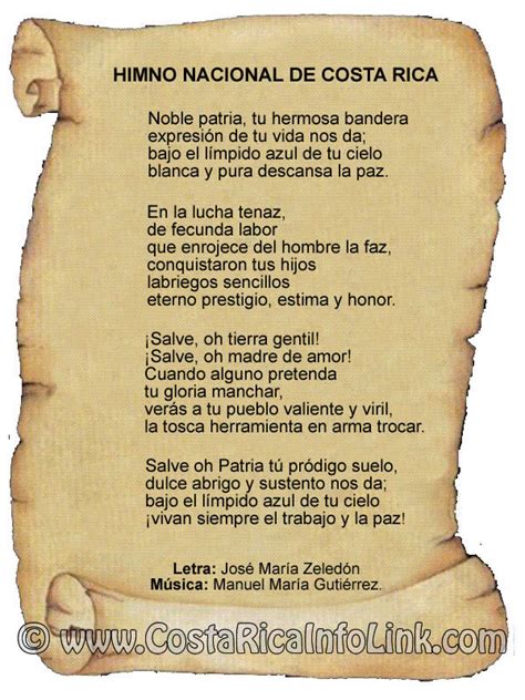 Himno Nacional de Costa Rica   Historia, letra, música, mp3.
