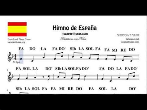 Himno Nacional de España Partitura con Notas en Fa Mayor ...