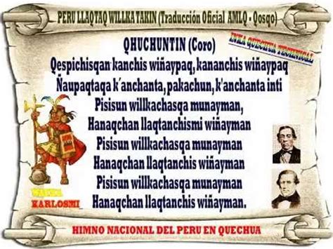 HIMNO NACIONAL DEL PERU, VERSION OFICIAL EN QUECHUA AMLQ Y ...