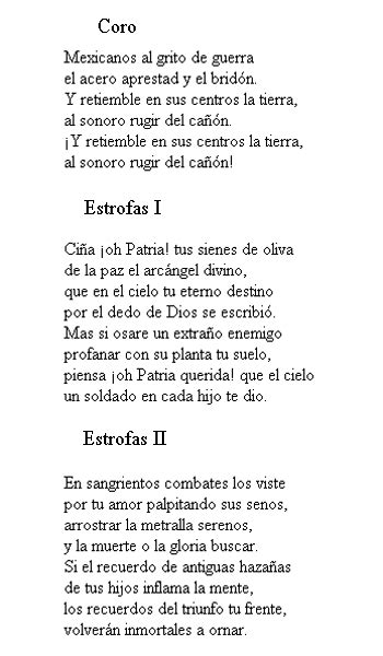 Himno Nacional Mexicano Completo | letra del himno ...
