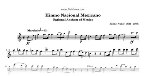 Himno Nacional Mexicano  J. Nunó    Free Flute Sheet Music ...