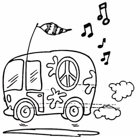 Hippie Bus coloring page | SuperColoring.com