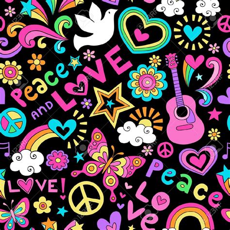 Hippie clipart peace and love   Pencil and in color hippie ...