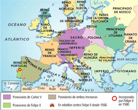 Historia de España: Mapa de Europa en el siglo XVI