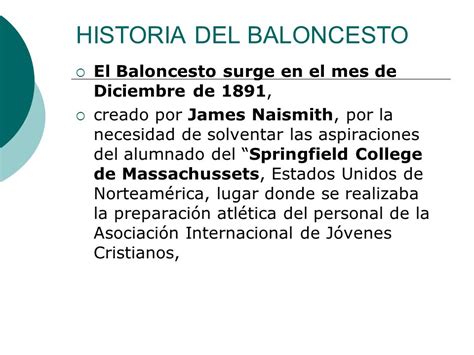 HISTORIA DEL BALONCESTO.   ppt video online descargar