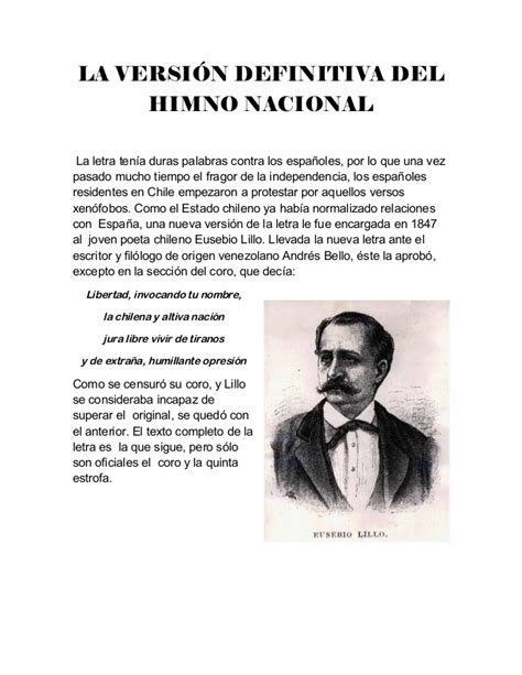 Historia del himno nacional de Chile .word. BY: AIXA